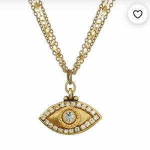 24k Gold evil Eye necklace w Swarovski  crystal